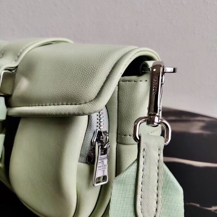 Prada Pocket nylon and brushed leather bag 1BD295 green