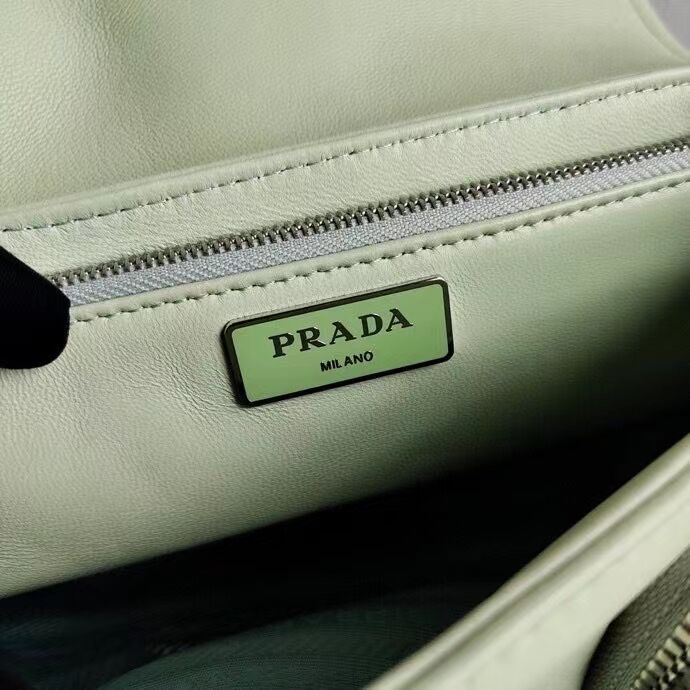 Prada Pocket nylon and brushed leather bag 1BD295 green