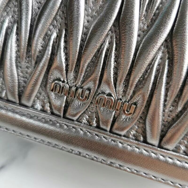 miu miu Matelasse Nappa Leather mini Shoulder Bag 5BD099 Silver