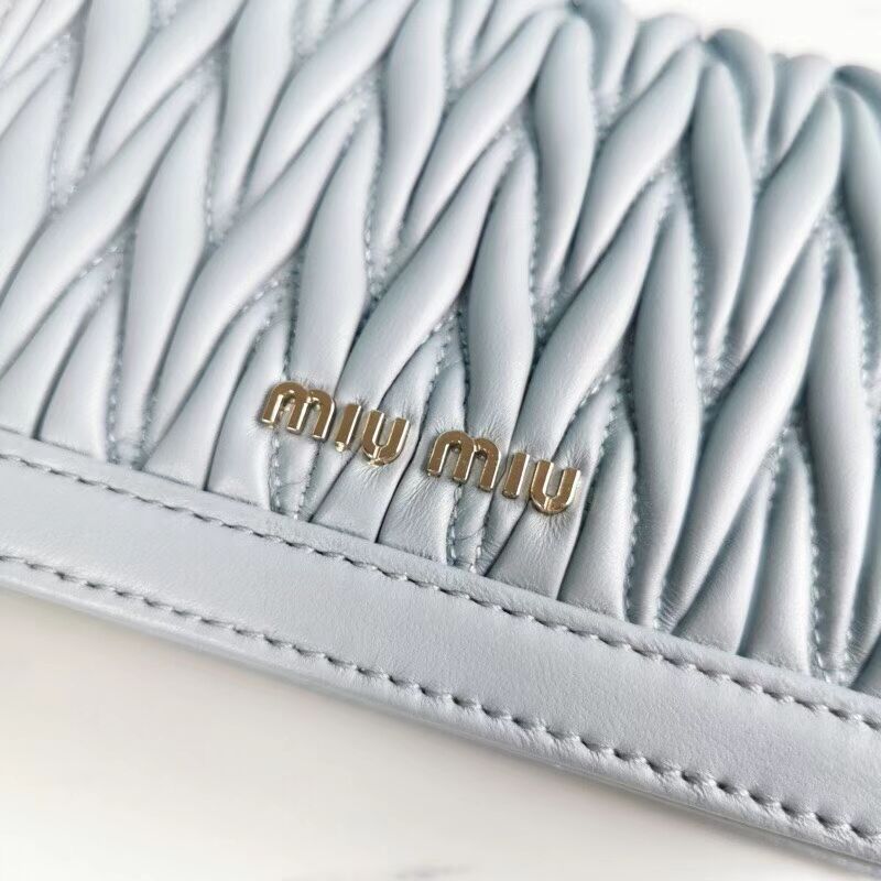 miu miu Matelasse Nappa Leather mini Shoulder Bag 5BD099 light blue