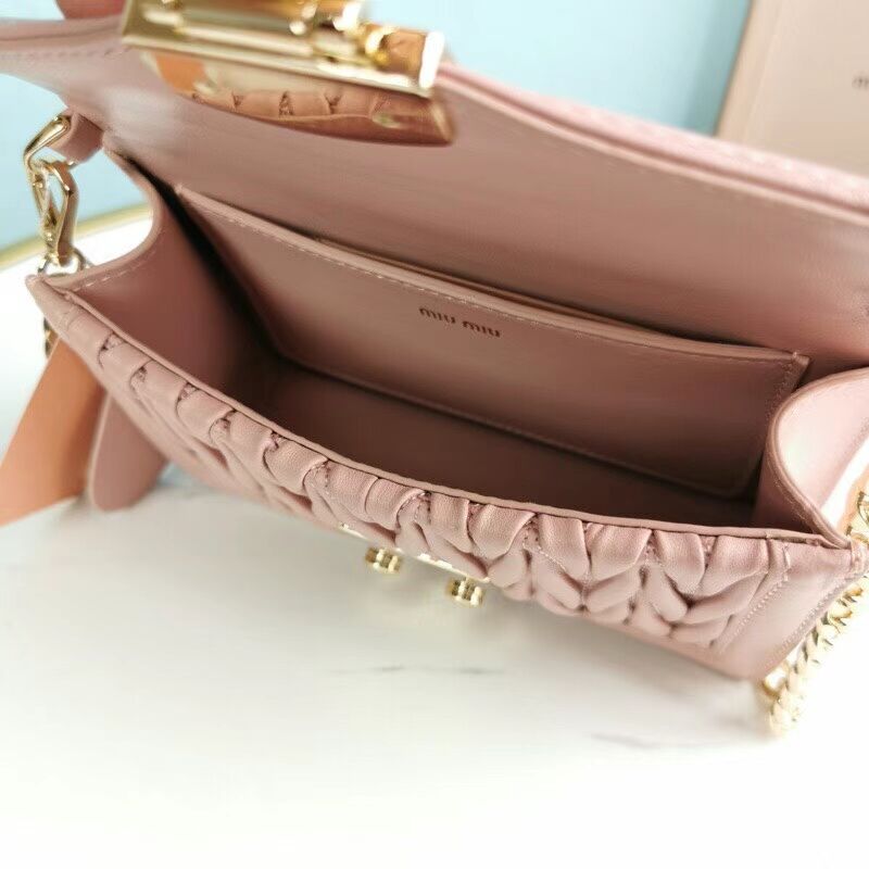 miu miu Matelasse Nappa Leather mini Shoulder Bag 5BD099 pink