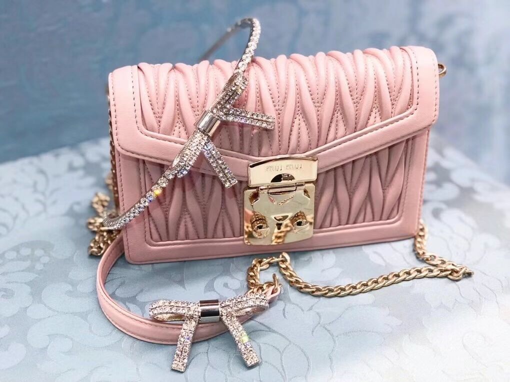 miu miu Matelasse Nappa Leather mini Shoulder Bag 5BD099 pink