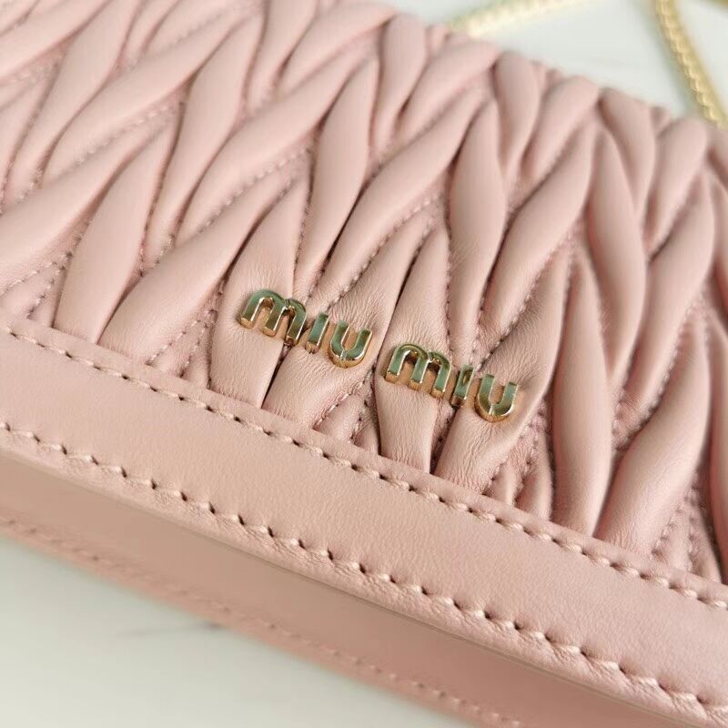 miu miu Matelasse Nappa Leather mini Shoulder Bag 5BD099 pink