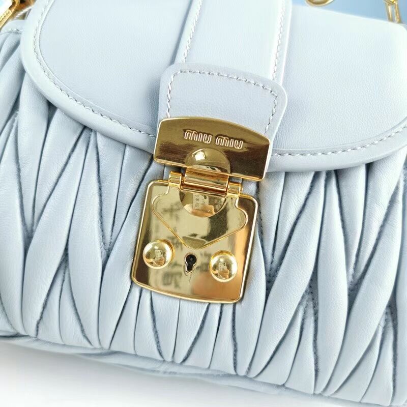 miu miu Matelasse Nappa Leather Shoulder Bag 5BD188 light blue