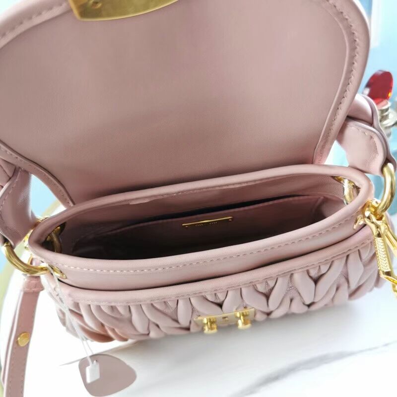miu miu Matelasse Nappa Leather Shoulder Bag 5BD188 light pink