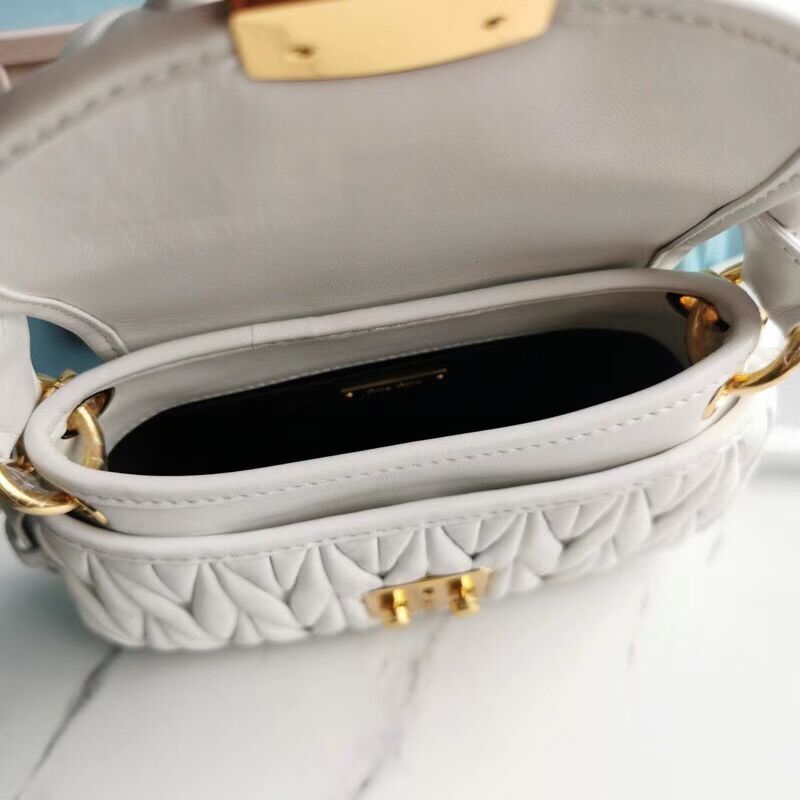 miu miu Matelasse Nappa Leather Shoulder Bag 5BD188 white