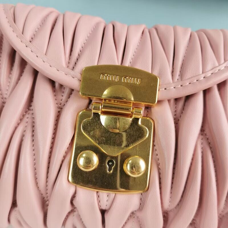 miu miu Matelasse Nappa Leather mini Shoulder Bag 5BD196 pink