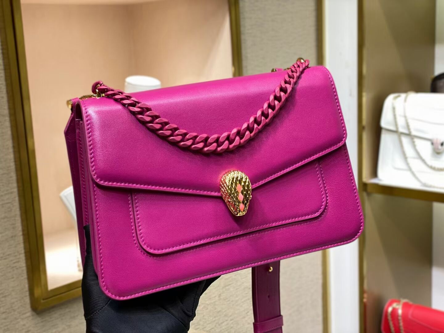 Bvlgari Serpenti Forever leather small crossbody bag B210762 rose