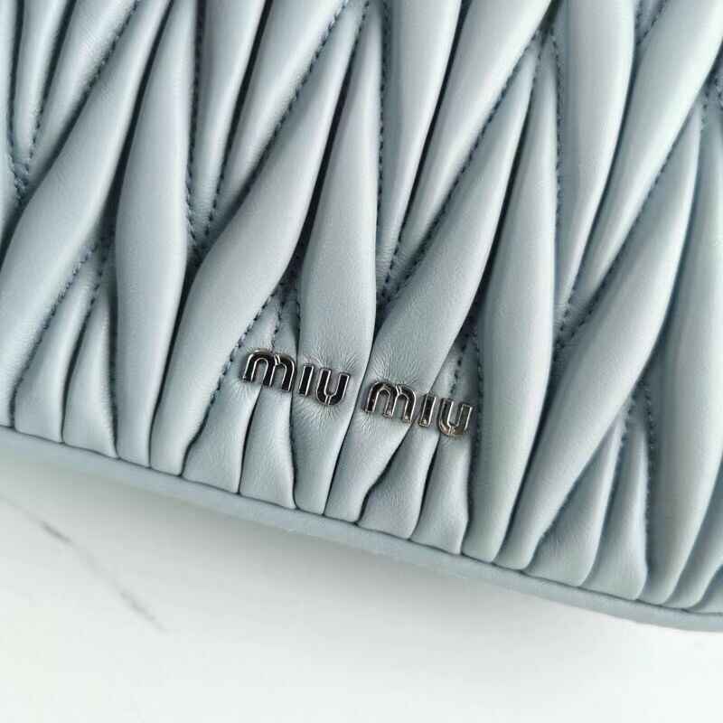 miu miu Matelasse Nappa Leather mini Shoulder Bag 5BH200 light blue