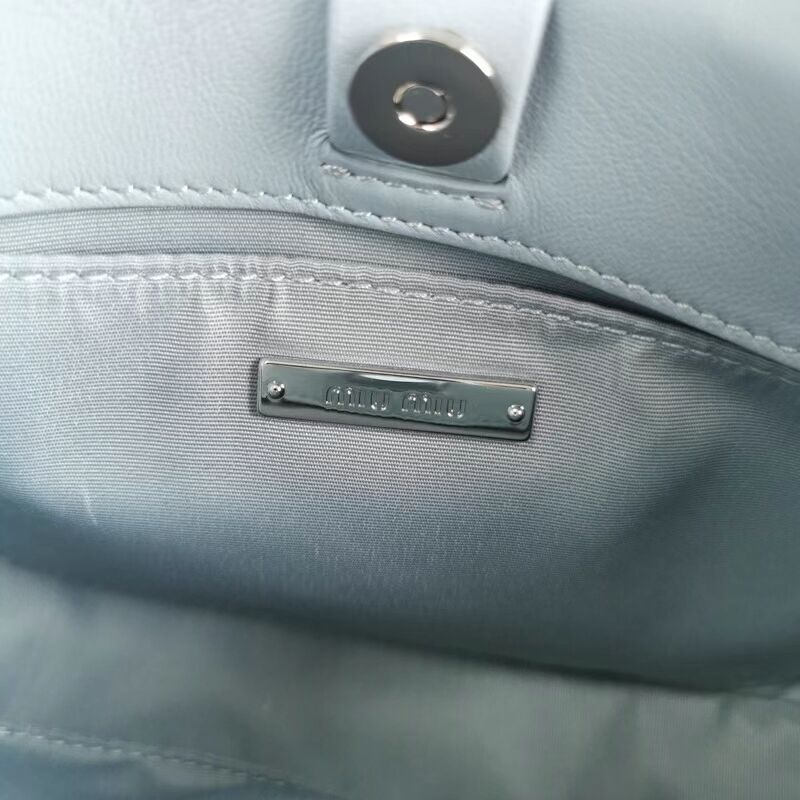 miu miu Matelasse Nappa Leather mini Shoulder Bag 5BH200 light blue