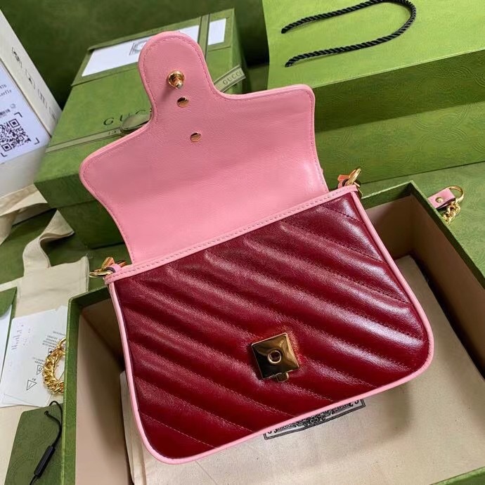 Gucci GG Marmont mini top handle bag 583571 Dark red