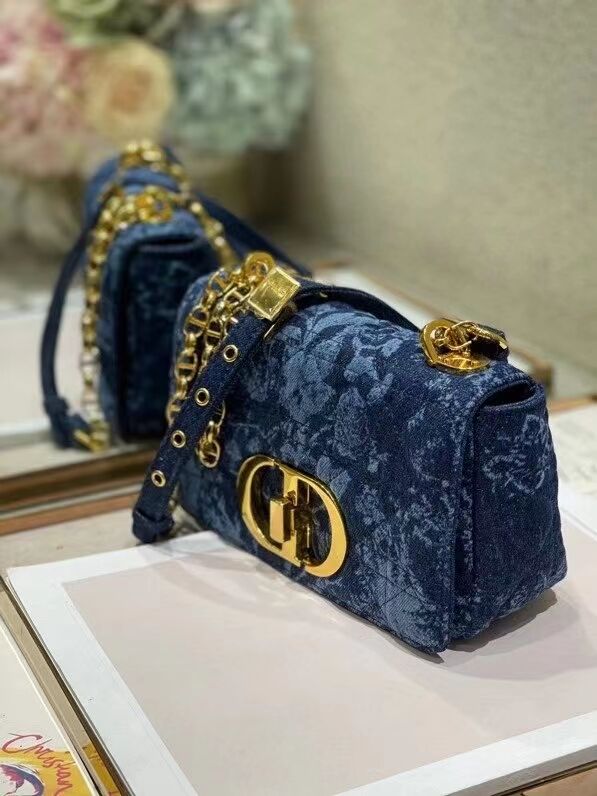 SMALL DIOR CARO BAG Blue Dior Flowers Cannage Denim M9243UJ