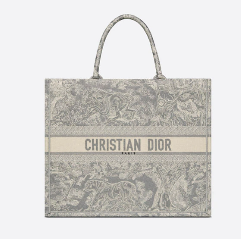 DIOR BOOK TOTE Gray Toile de Jouy Reverse Embroidery M1286ZR