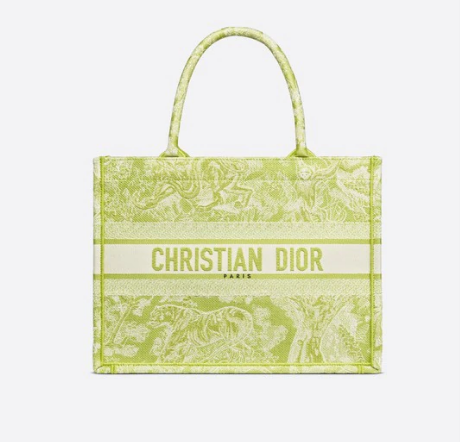 SMALL DIOR BOOK TOTE Lime Toile de Jouy Reverse Embroidery M1296ZR