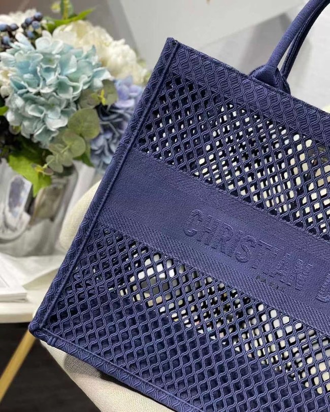 DIOR BOOK TOTE Blue Mesh Embroidery M1286ZW