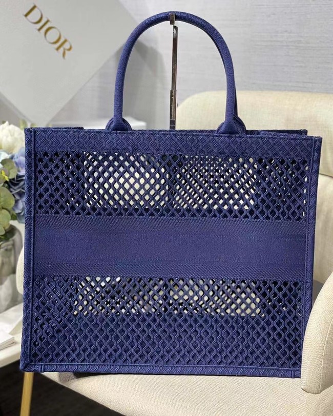 DIOR BOOK TOTE Blue Mesh Embroidery M1286ZW