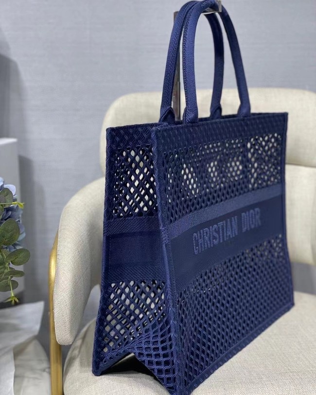 DIOR BOOK TOTE Blue Mesh Embroidery M1286ZW