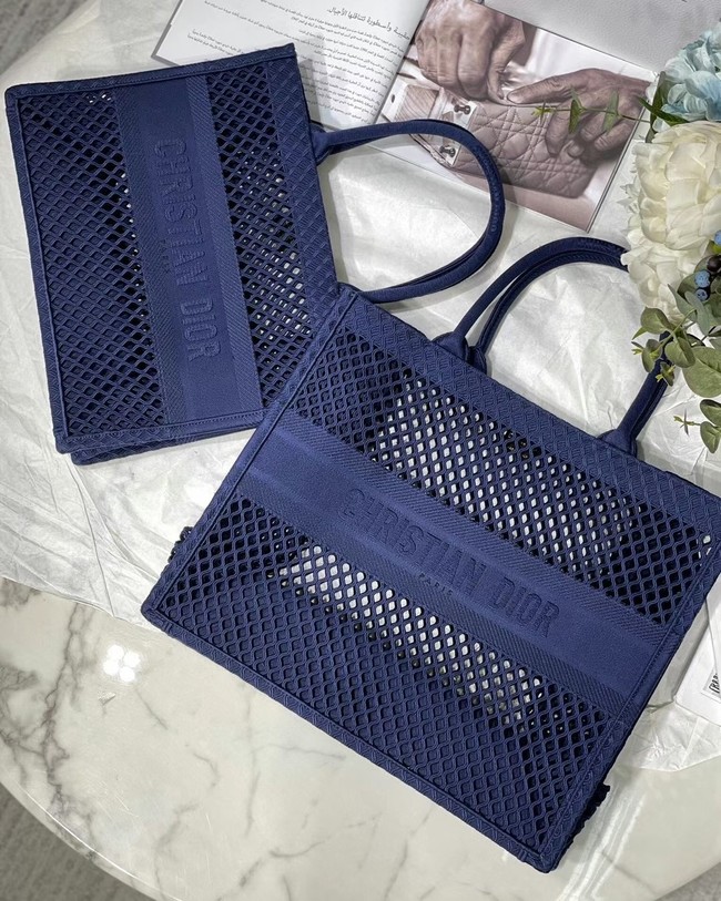 DIOR BOOK TOTE Blue Mesh Embroidery M1286ZW