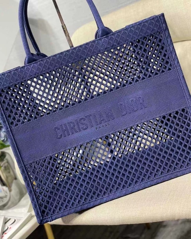 DIOR BOOK TOTE Blue Mesh Embroidery M1286ZW