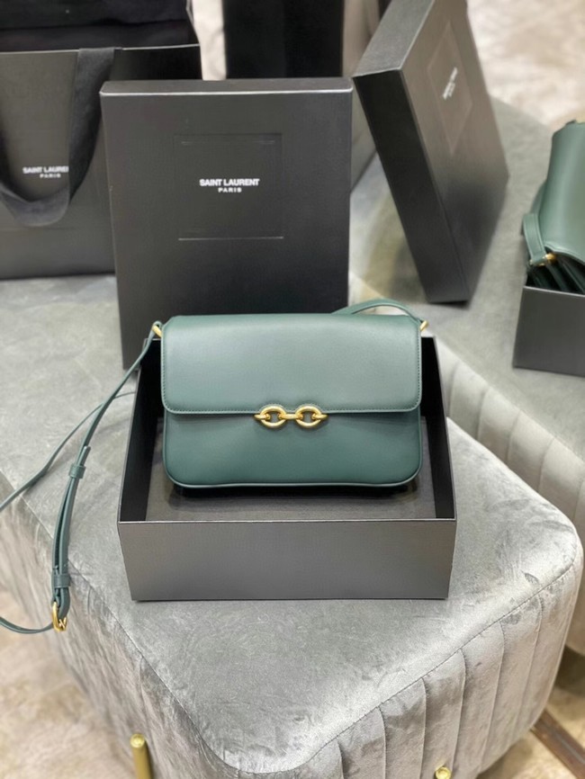 Yves Saint Laurent LE MAILLON SATCHEL IN SMOOTH LEATHER 6497952 blackish green