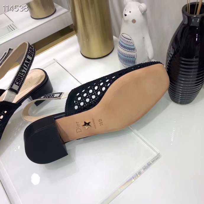 DIOR & MOI SLINGBACK PUMP black Mesh Cannage Embroidery KCP890R