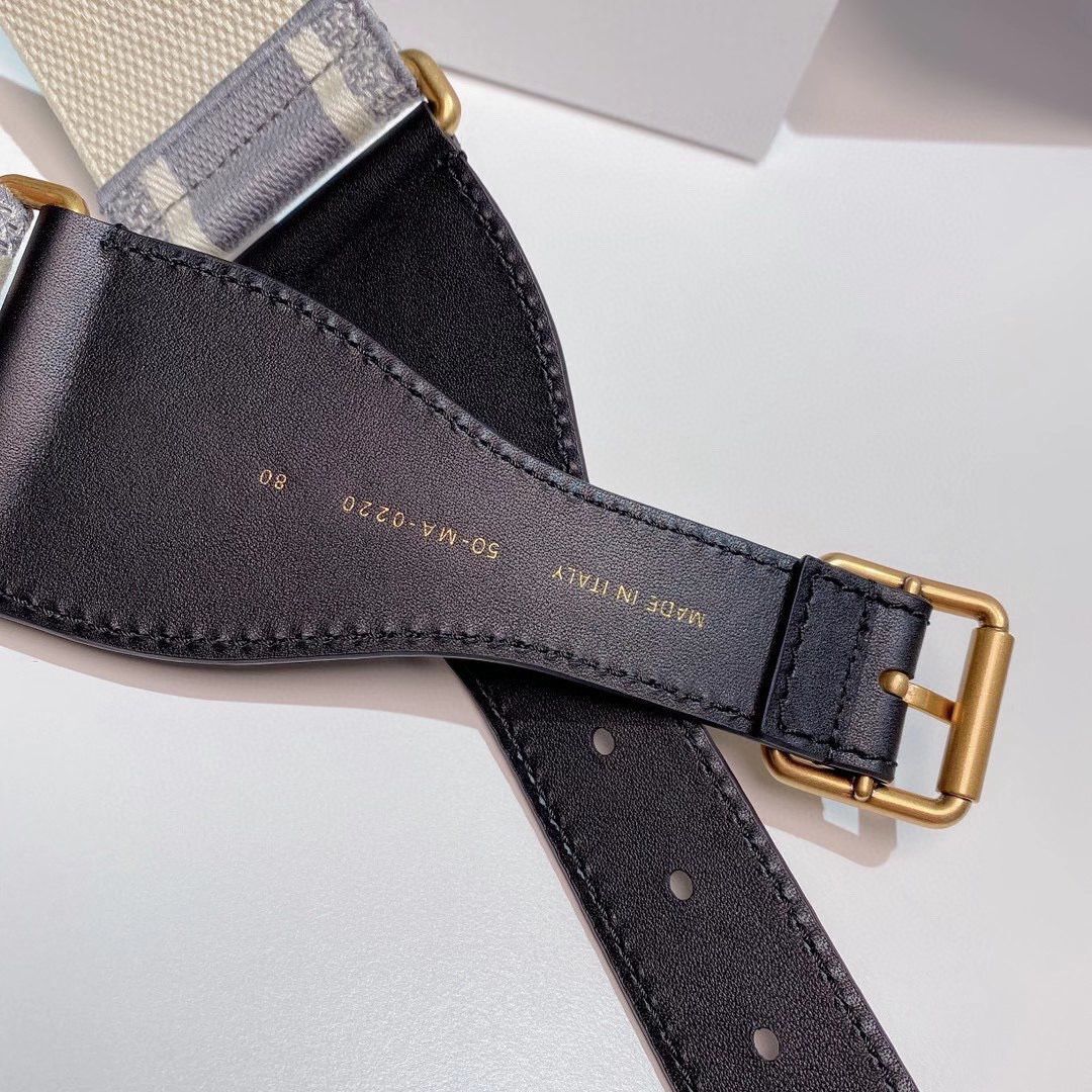 Dior Belt 65 mm Embroidered Canvas M928 Gray & Cream