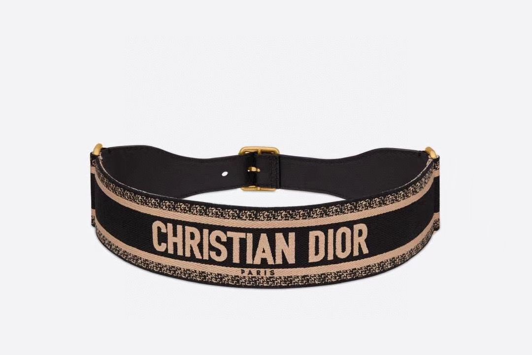 Dior Belt Embroidered Canvas M928 Blue & Cream