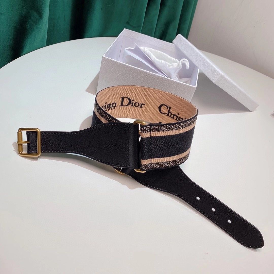 Dior Belt Embroidered Canvas M928 Blue & Cream