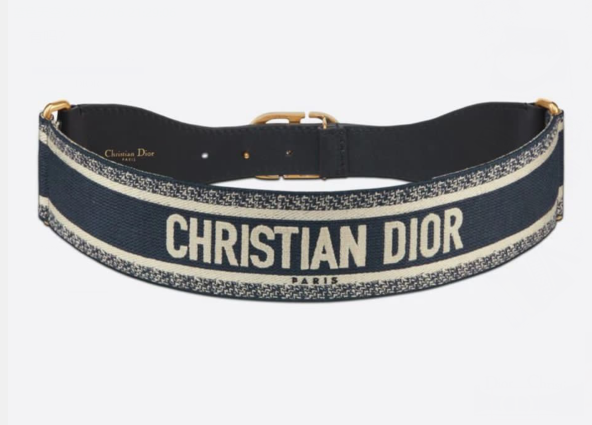 Dior Belt Embroidered Canvas M929 Blue & Cream