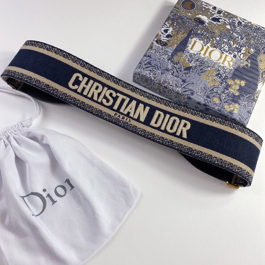 Dior Belt 65 mm Embroidered Canvas M929 Blue & Cream