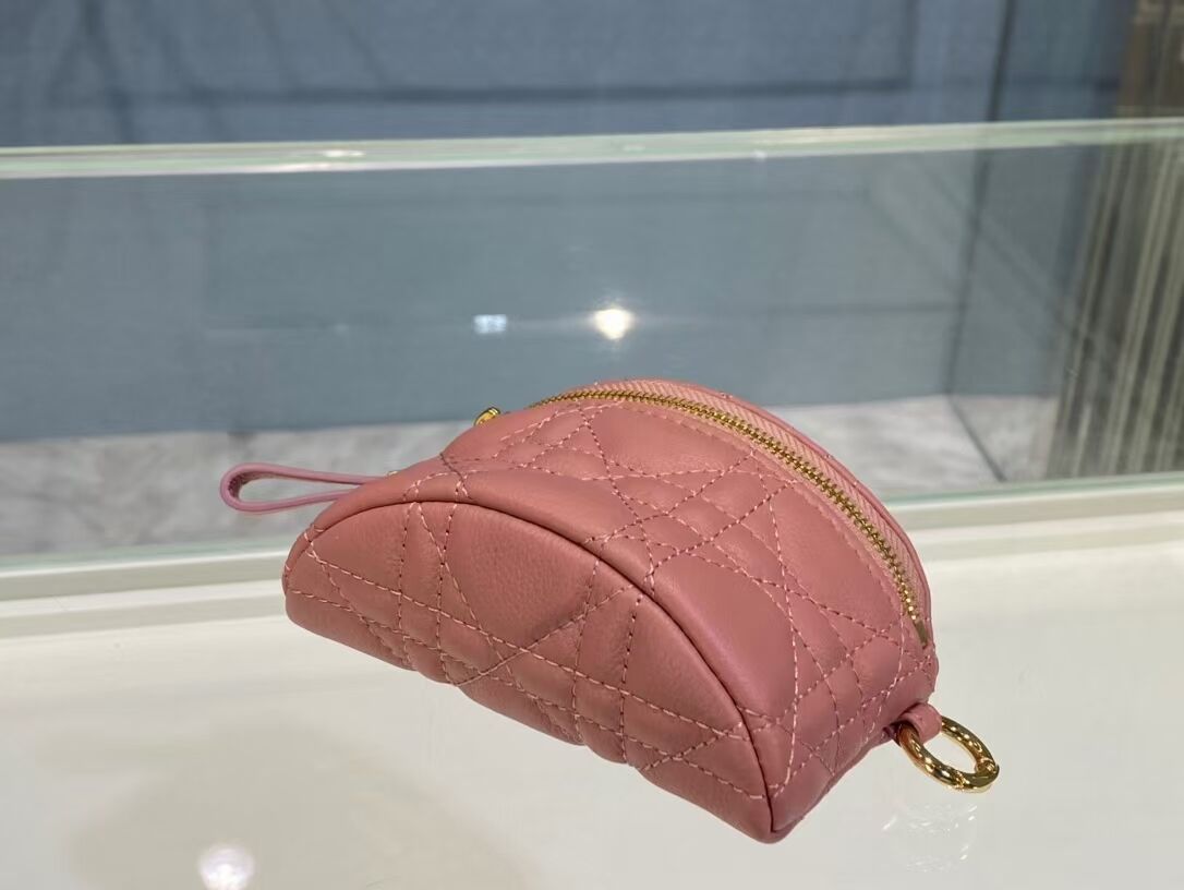 DETACHABLE DIOR CARO HALF-MOON COIN PURSE S5033U PINK