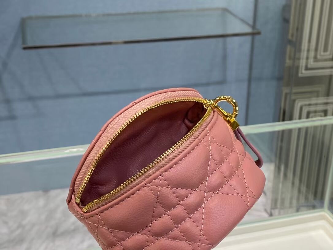 DETACHABLE DIOR CARO HALF-MOON COIN PURSE S5033U PINK