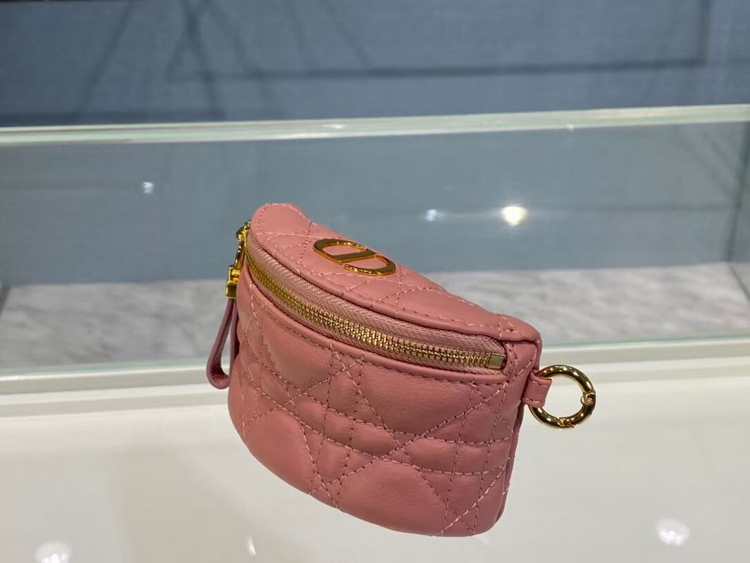 DETACHABLE DIOR CARO HALF-MOON COIN PURSE S5033U PINK