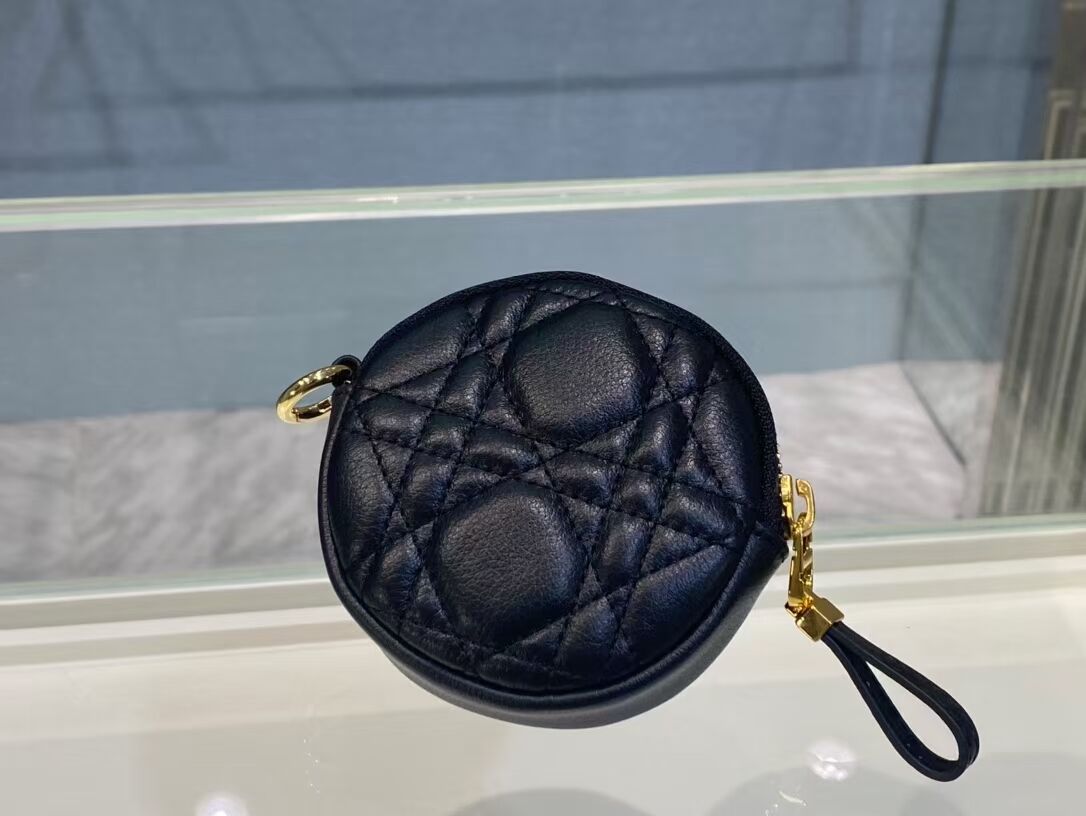 DETACHABLE DIOR CARO ROUND COIN PURSE S5035U Black