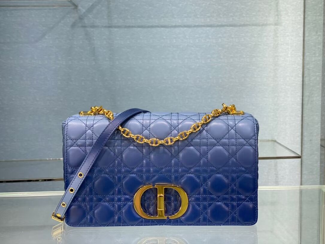 LARGE DIOR CARO BAG Indigo Blue Gradient Cannage Lambskin M9243U