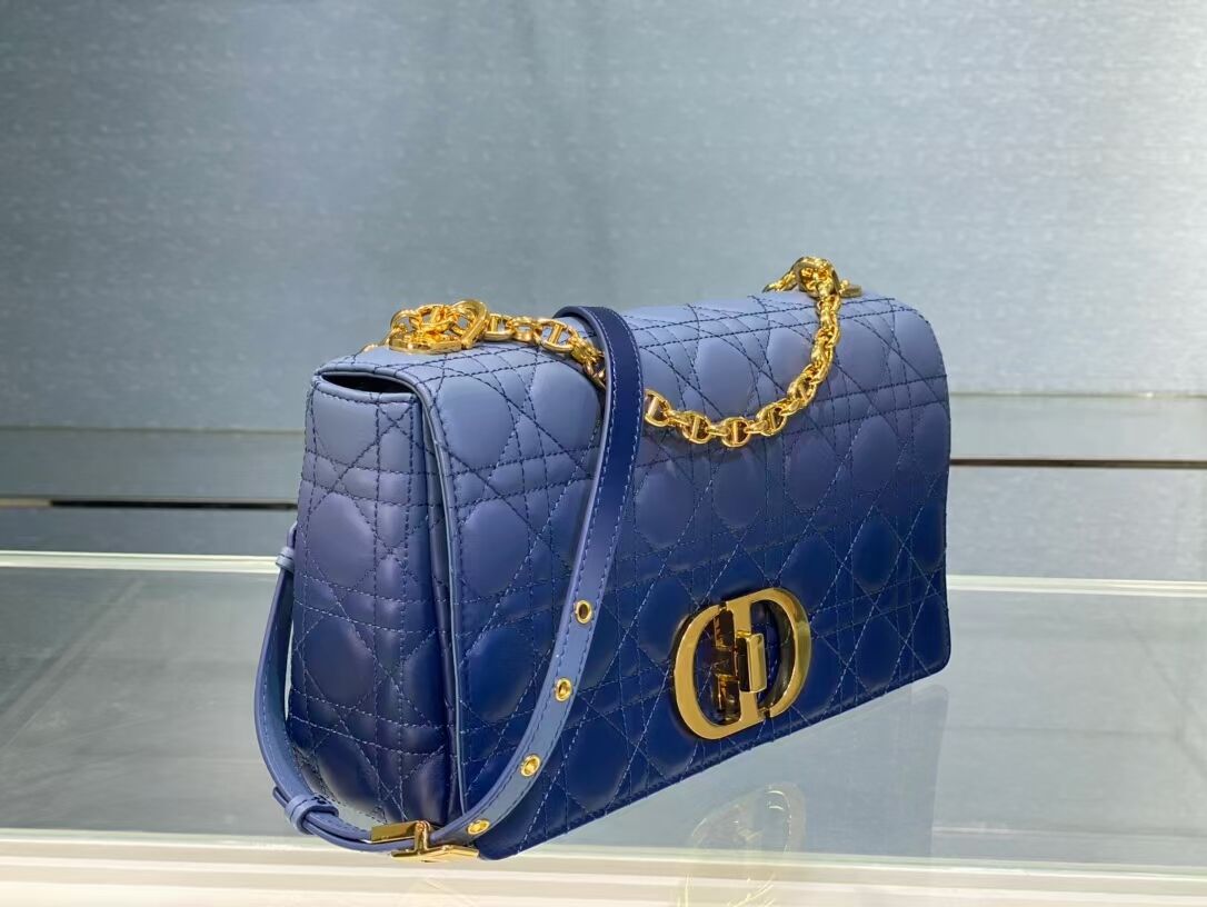 LARGE DIOR CARO BAG Indigo Blue Gradient Cannage Lambskin M9243U