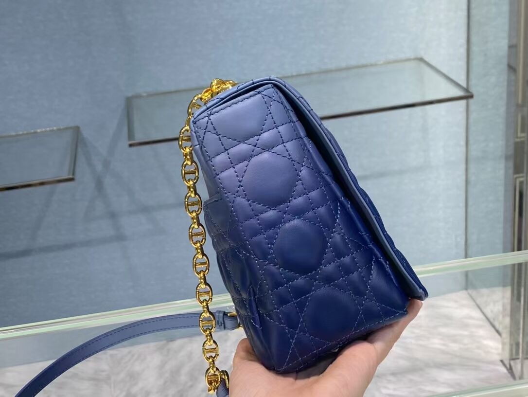 LARGE DIOR CARO BAG Indigo Blue Gradient Cannage Lambskin M9243U