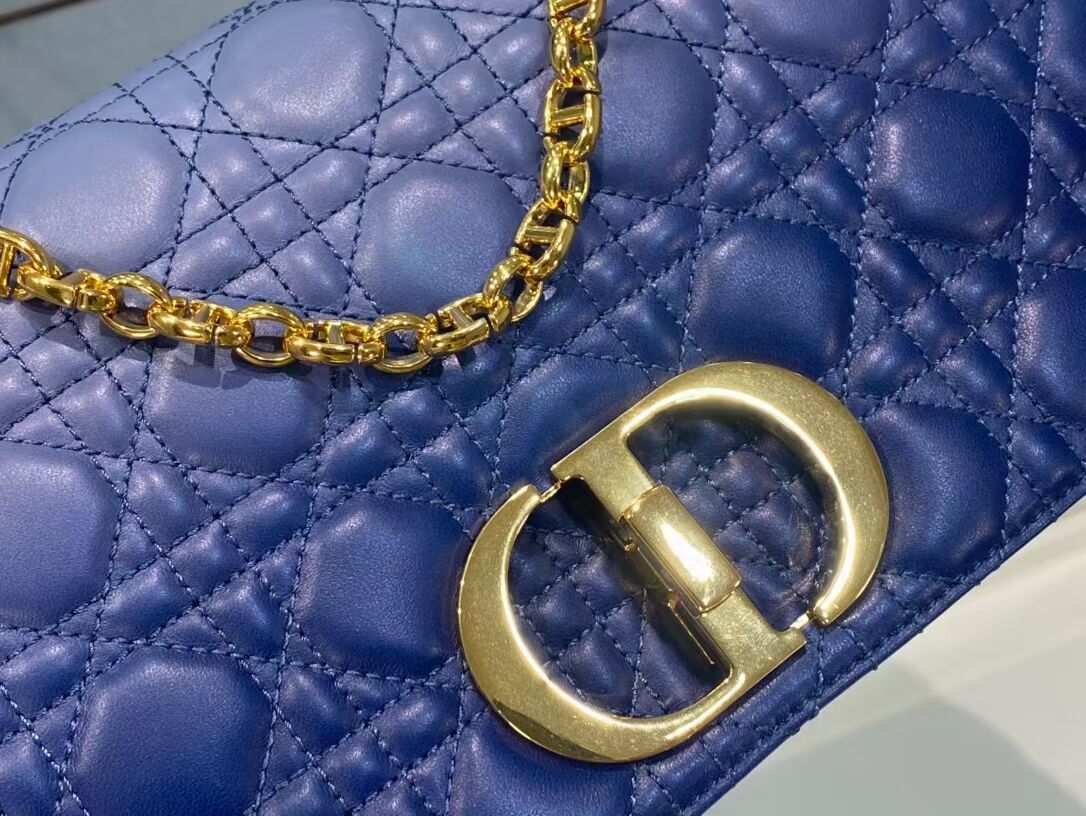 LARGE DIOR CARO BAG Indigo Blue Gradient Cannage Lambskin M9243U