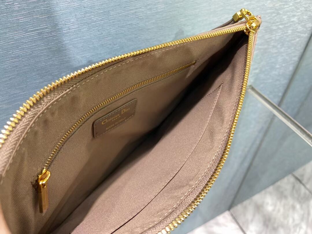 LARGE DIOR CARO DAILY POUCH pink Supple Cannage Calfskin S5086U