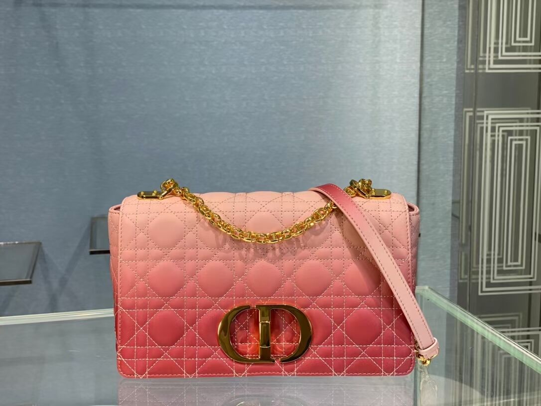 MEDIUM DIOR CARO BAG Soft Cannage Calfskin C8618 pink