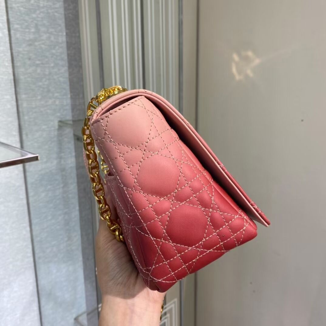 MEDIUM DIOR CARO BAG Soft Cannage Calfskin C8618 pink