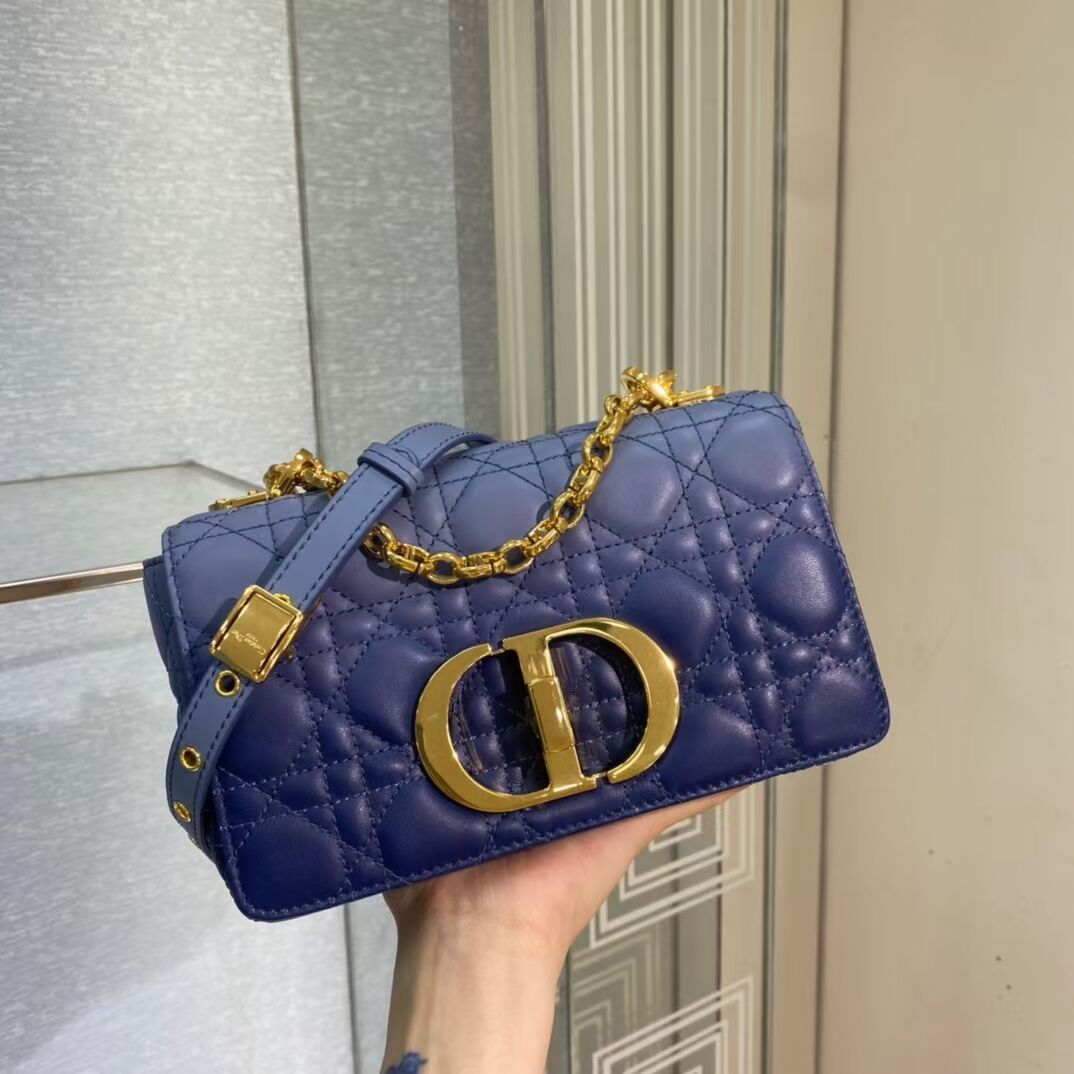 SMALL DIOR CARO BAG Indigo Blue Gradient Cannage Lambskin M9241