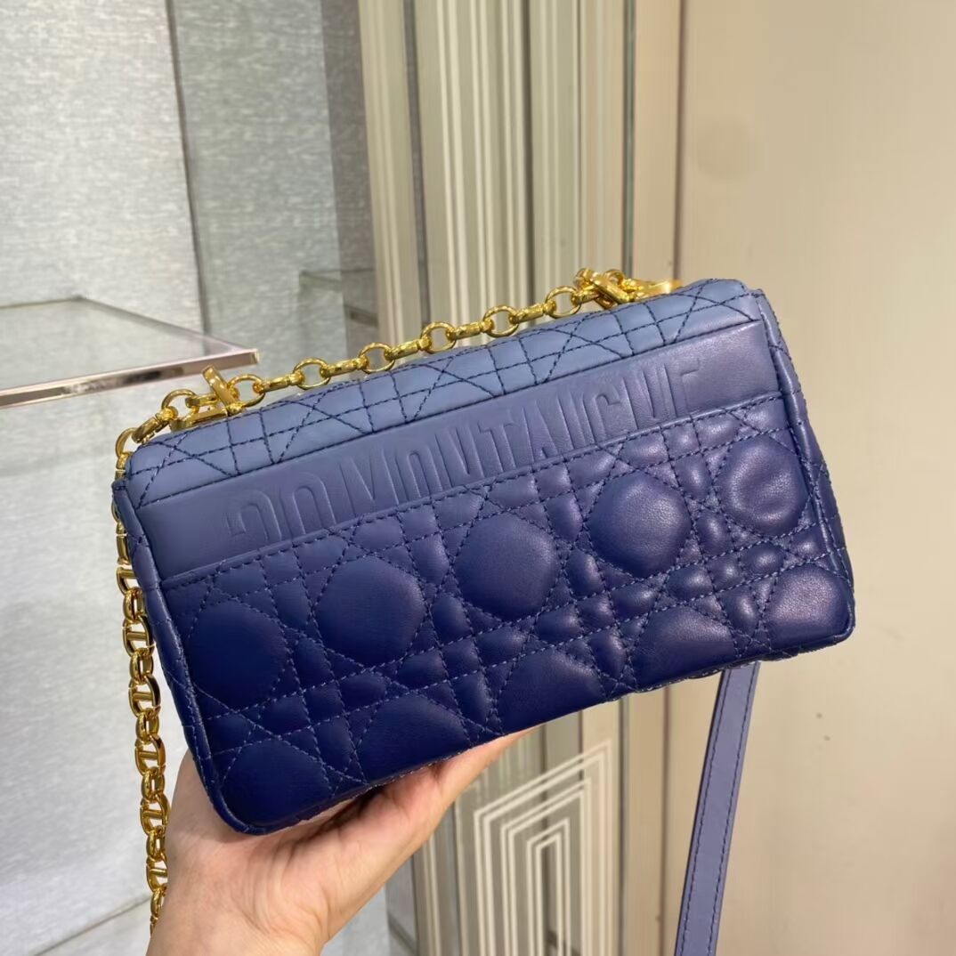 SMALL DIOR CARO BAG Indigo Blue Gradient Cannage Lambskin M9241