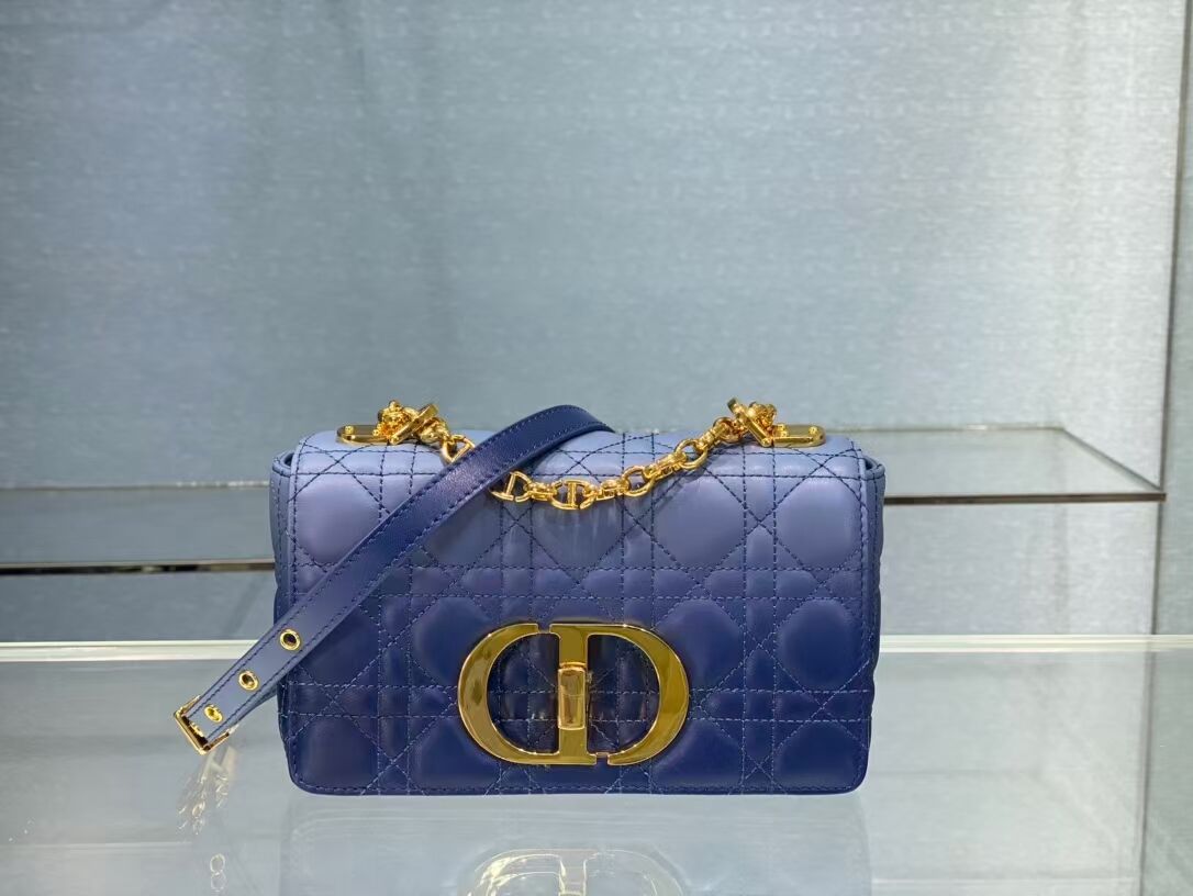 SMALL DIOR CARO BAG Indigo Blue Gradient Cannage Lambskin M9241