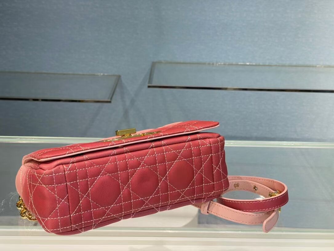 SMALL DIOR CARO BAG Pink Gradient Cannage Lambskin M9241