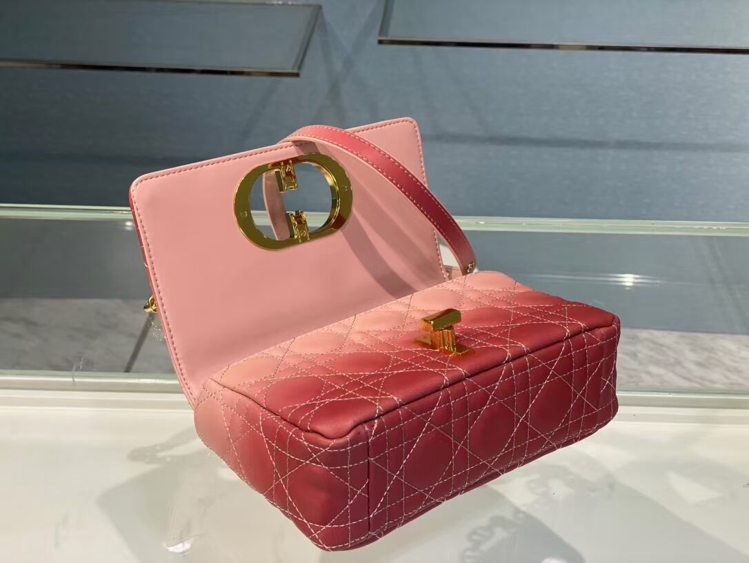 SMALL DIOR CARO BAG Pink Gradient Cannage Lambskin M9241