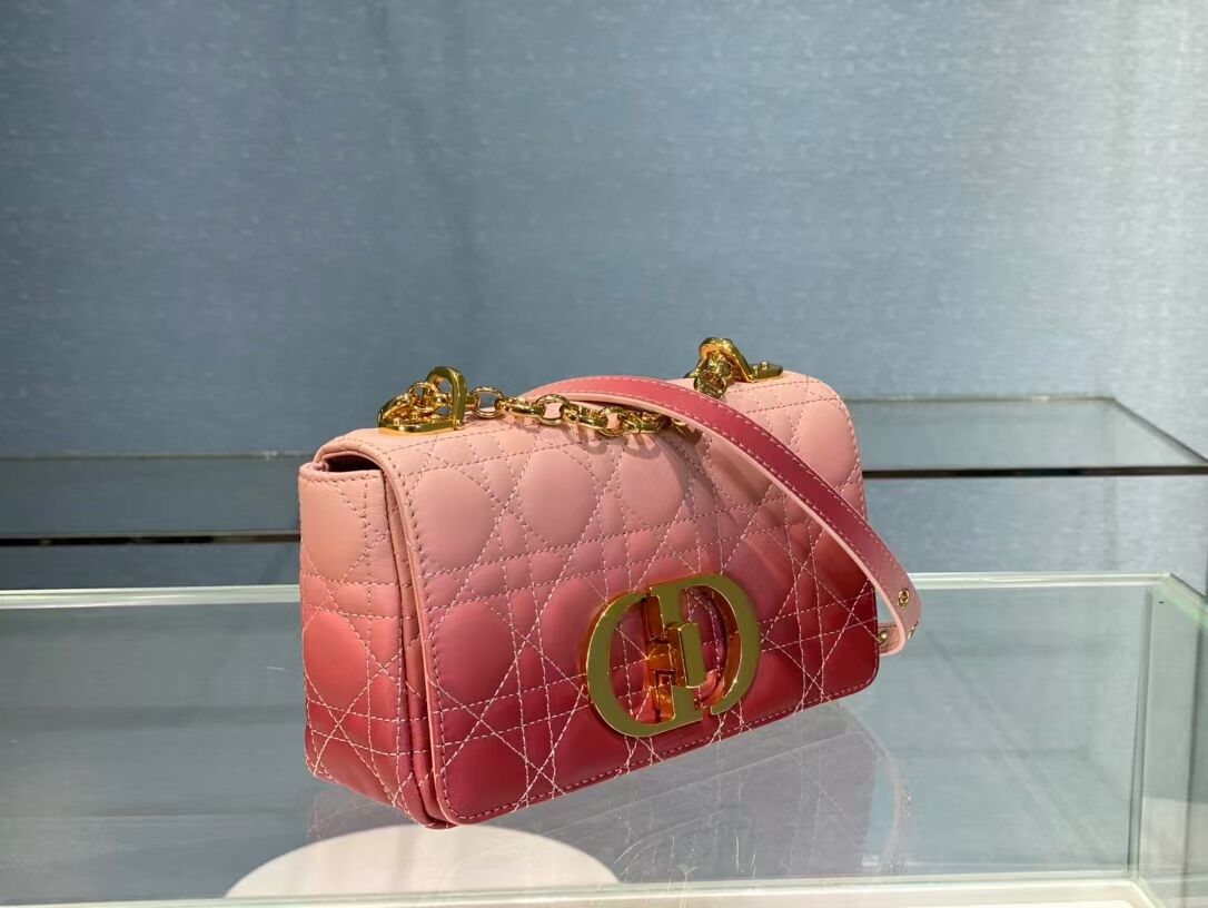 SMALL DIOR CARO BAG Pink Gradient Cannage Lambskin M9241