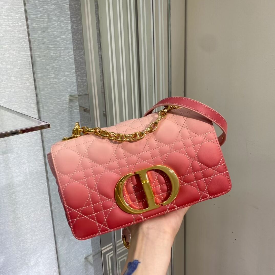 SMALL DIOR CARO BAG Pink Gradient Cannage Lambskin M9241