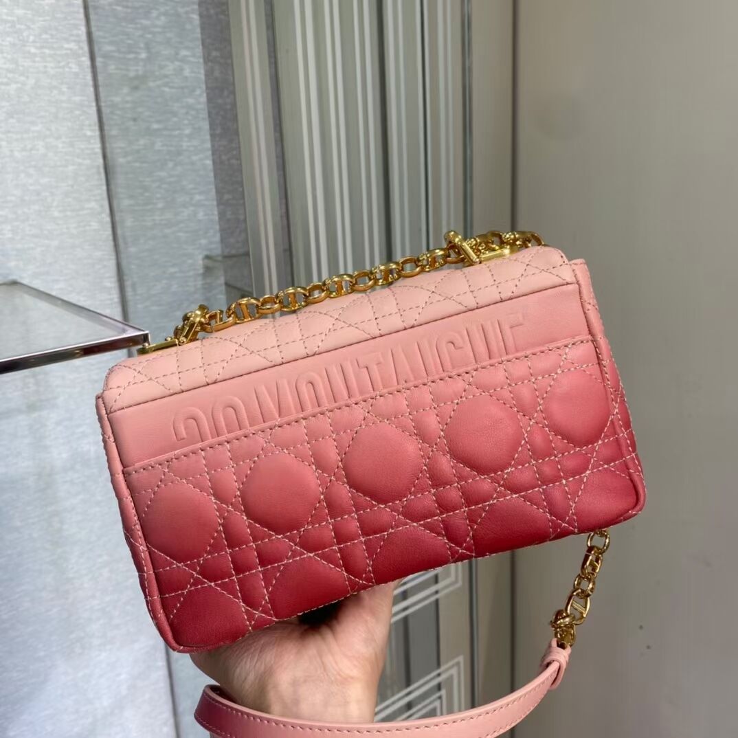 SMALL DIOR CARO BAG Pink Gradient Cannage Lambskin M9241