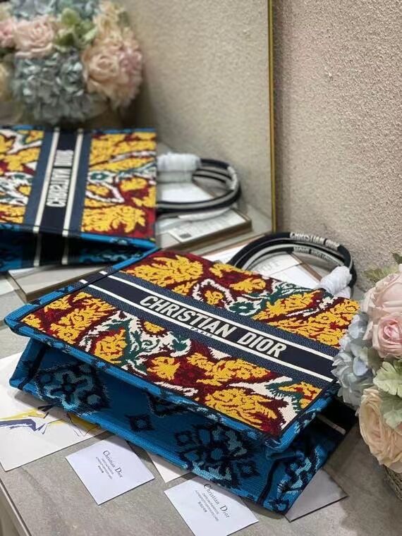 DIOR BOOK TOTE BLUE Multicolor Dior Paisley Embroidery M1287Z